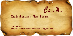 Csintalan Mariann névjegykártya
