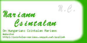 mariann csintalan business card